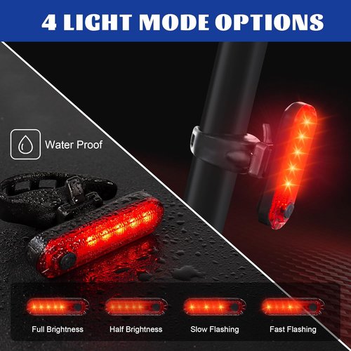 Hakea Volcano Super Bright LED Rear Bike Light - USB Rechargeable Bicycle Light - Mount Cycle Light- Red Taillight - Waterproof- High Lumens Cycling Light- 4 Modes Selection - up to 12 Hours Battery