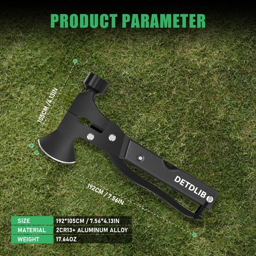 Gifts for Dad, 15-in-1 Multitool Axe Hatchet, Birthday Gifts for Men, Cool Men Gifts for Dad, Husband, Essential for Camping, Hiking, Gifts for Him, Women, Black