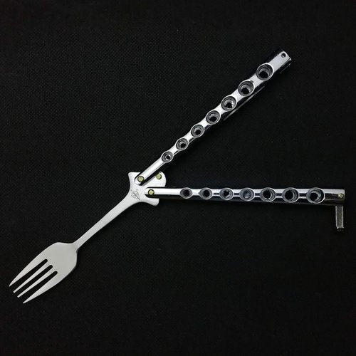 Butterfly Fork and Spoon Set for Hunting, Camping and Hiking Purposes. (Silver)