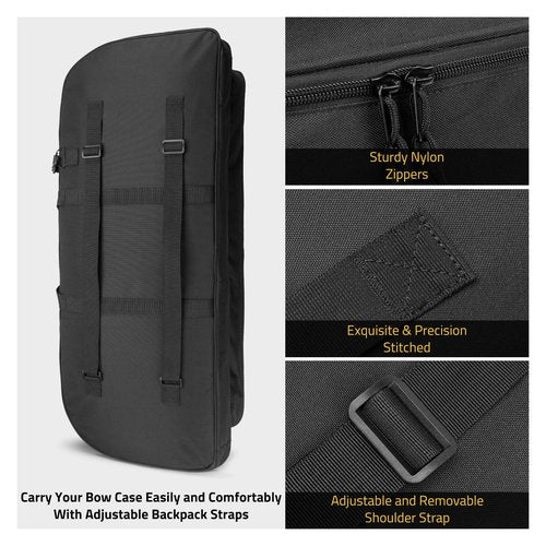 CVLIFE 37" Compound Bow Case, Bow Bag Soft Bow Case Compact Arrow Case with Thick Foam Padding, Includes Backpack Strap, Shoulder Straps Archery Bow Case with Arrow Pocket for Gear Protection, Black