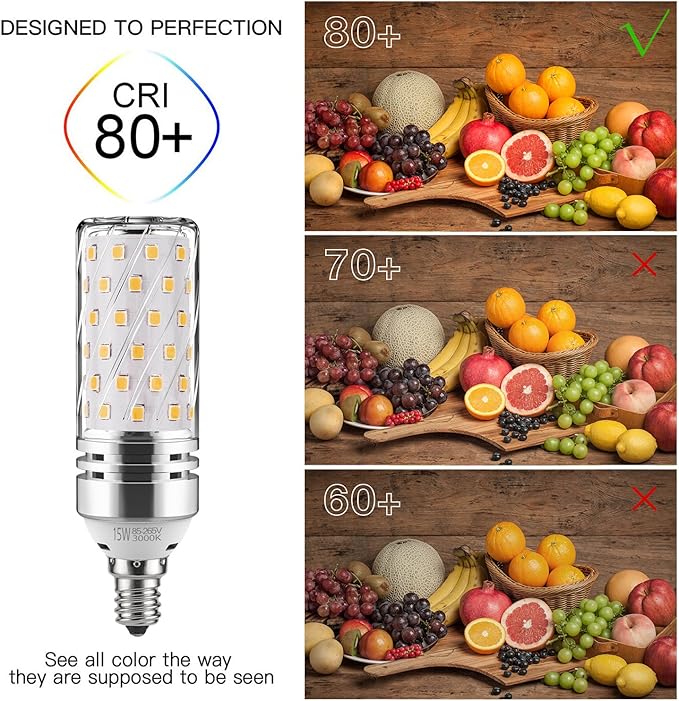 gezee E12 LED Corn Bulbs,15W LED Candelabra Light Bulbs 120 Watt Equivalent, 1500lm, Warm White 3000K LED Chandelier Bulbs, Decorative Candle, 4.1in*2.1in, Non-Dimmable LED Lamp(3-Pack)