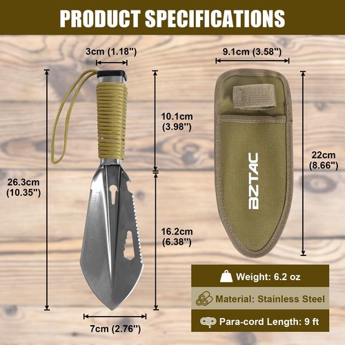 Tactical Mini Hand Shovel Small Camping Shovel Portable Backpacking Trowel Survival 7 in 1 Shovel Versatile Gardening Trowel for Camping, Gardening, Outdoor Survival (Silvery)