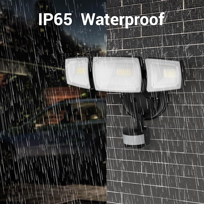 USTELLAR 55W LED Security Lights Motion Sensor Light Outdoor with Remote Control, Dusk to Dawn LED Flood Lights 5500LM 5000K, IP65 Waterproof, Exterior Flood Light for Garage, Yard, Eave-1 Pack Black