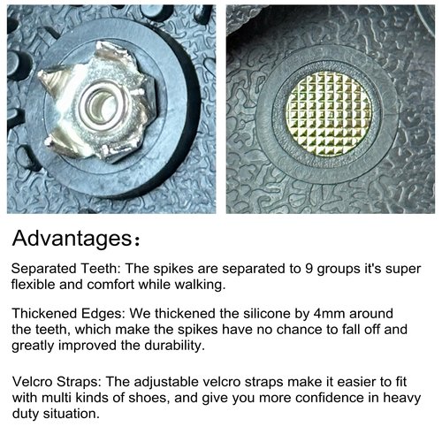 ODIER Ice Cleats Grippers for Boots and Shoes 9 Teeth Crampons Tiny Spikes for Walk on Ice Snow and Freezing Mud (M (2024))