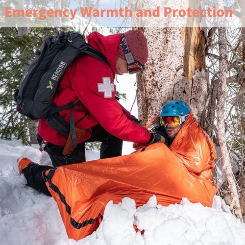 Emergency Sleeping Bag with Whistle, Portable Emergency Survival Bag, Lightweight Pocket Size Emergency Sleeping Bag, Waterproof Thermal Bivy Sack for Camping, Hiking (4)