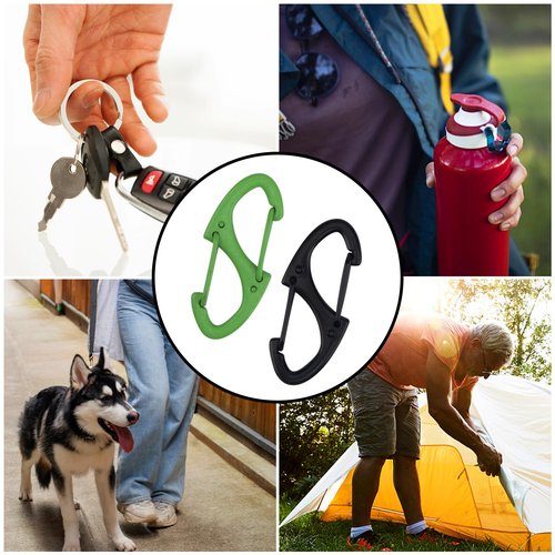 SWATOM 20PCS S Double Sided Mini Carabiner Clip Small Dual Wire Gate Carabiners Keychain Clasp Snap Hooks Tiny Key Clips EDC Accessories for Outdoor Camping Fishing Hiking (Mix Colors 20P)
