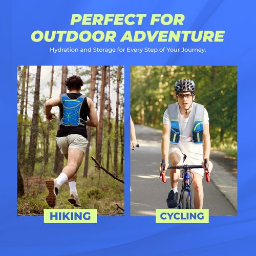 Hydration Vest with 2L Water Bladder for Running, Hiking & Cycling – Lightweight Waterproof Backpack with Reflective Straps, Breathable Design & Adjustable Fit for Men & Women
