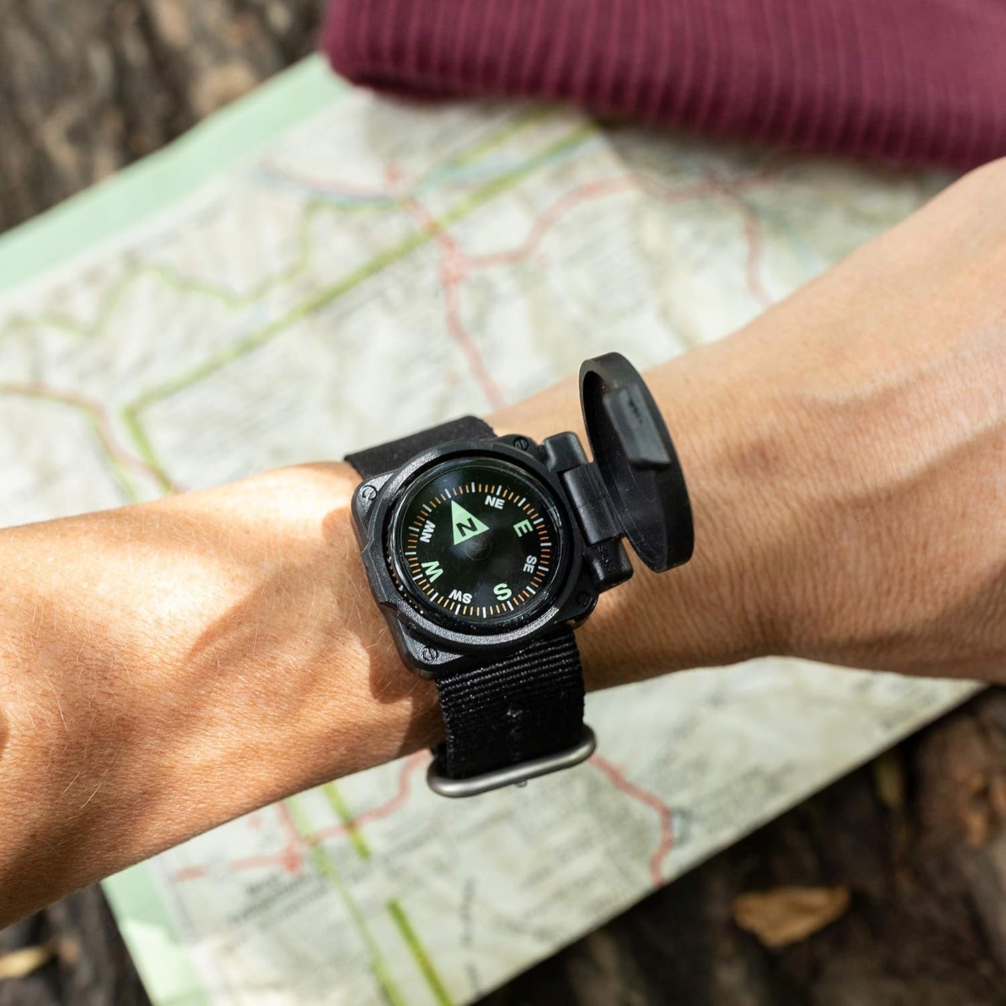 Sun Company ArmArmour 1 - Shielded Wrist Compass with Rugged Tactical Strap | Compass with Cover and Zulu Strap