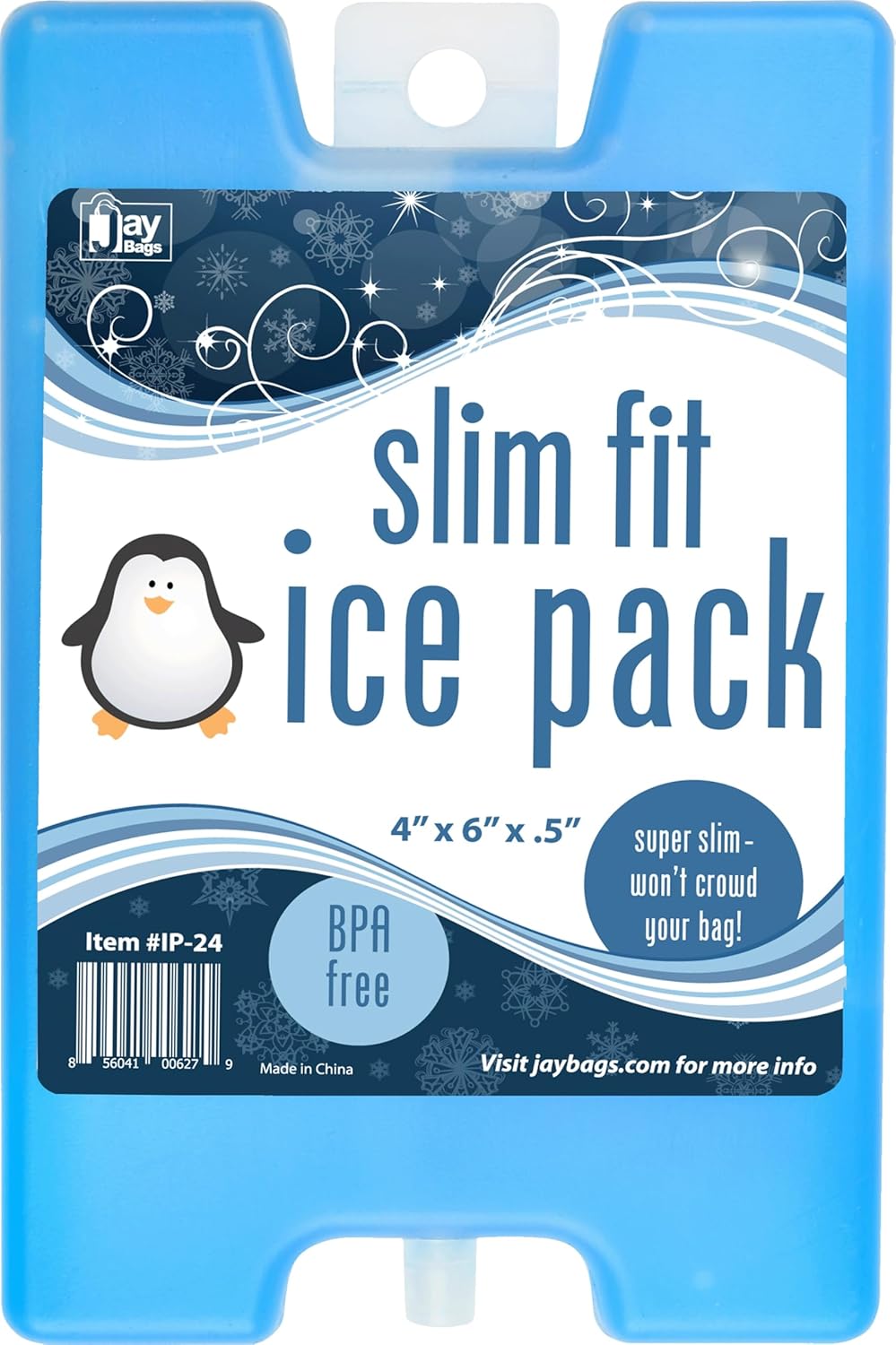 Slim Fit Ice Pack for Coolers, Lunch Boxes, and Lunch Bags, Reusable, Size 4" x 6" x .5" Inches, 1 Pack