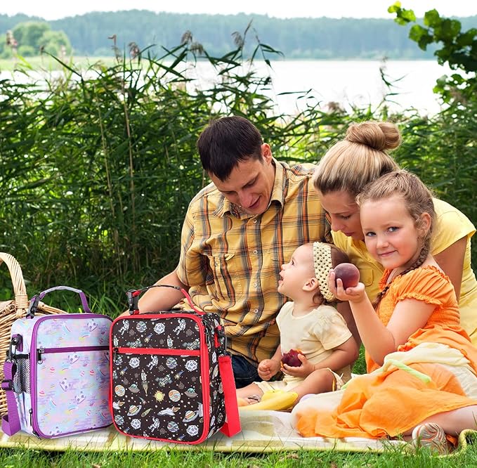 Kids Insulated Lunch Box Bag, Thermal Picnic Cool Bags with Adjustable Strap for Adults Children Women Men Boys Girls School Work (Dinosaur)