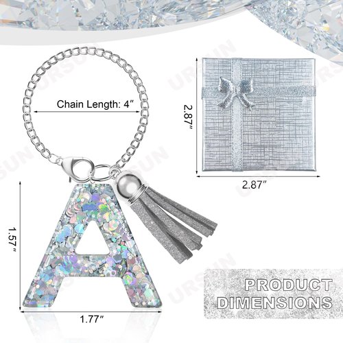 URSUN Silver Letter Charm for Stanley Cup, 1PCS Bling Tumbler Accessories Charm for Handle, Personalized Initial Keychain Charm for Women Girls (Letter-A)