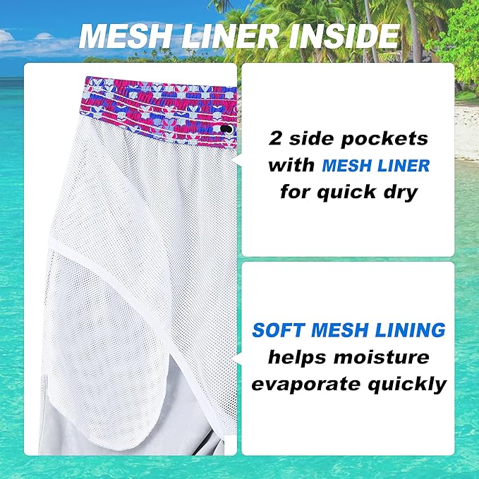Mens Swim Trunks Quick Dry Board Shorts with Mesh Lining, Breathable Surf Beach Shorts Swimwear Bathing Suits