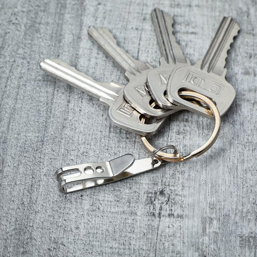 Molain 5Pcs Pocket Bag Suspension Clip With Keychain, Stainless Steel Waist Belt Hanging Clip Key Buckles, Silver