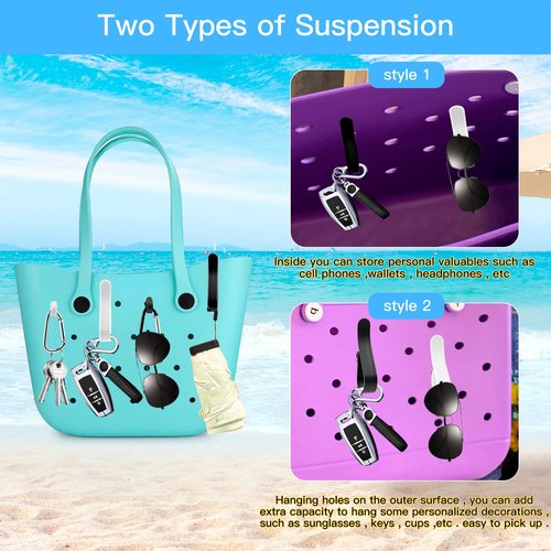 4 Pcs Hooks Set Accessories Compatible for Bogg Bag, Bogg Bag Accessories, Insert Carabiner Key Chain Holder Charms, Compatible for Small & Large Beach Bags (Black)