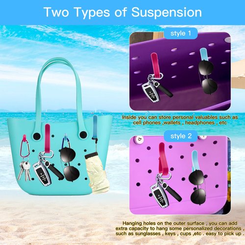 4 Pcs Hooks Set Accessories Compatible for Bogg Bag, Bogg Bag Accessories, Insert Carabiner Key Chain Holder Charms, Compatible for Small & Large Beach Bags (Blue)
