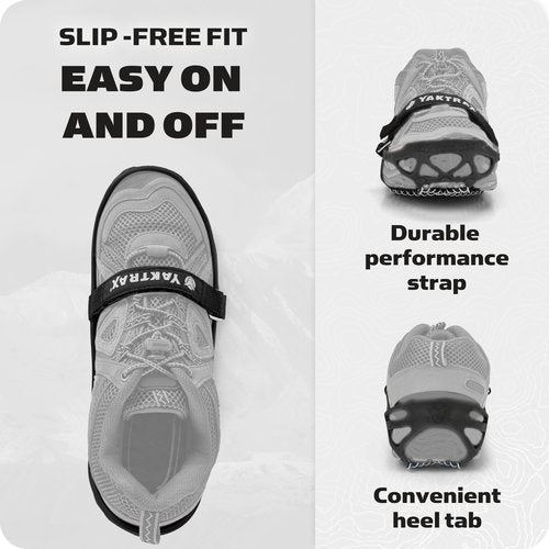Yaktrax Pro Plus Traction Cleats for Ice and Snow, 360° Steel Coil Grip for All-Direction Traction, Flexible Thermoplastic Upper, Easy On/Off with Heel Tab, Includes Carry Bag & Carabiner, X-Large