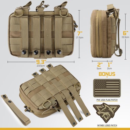 WYNEX Molle Mag Pouch,Tactical Molle Admin Pouch of Laser Cut, Triple Magazine Pouch with Molle Utility Pouch for AR M4 M16 Mag, Tactical Medical EMT EDC Pouch