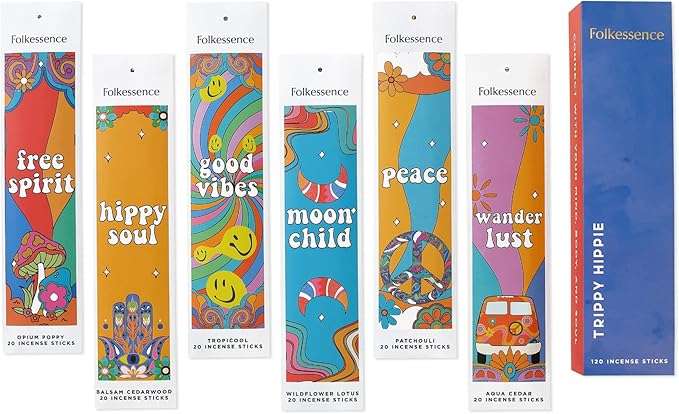 Folkulture Incense Sticks - Set of 6 Variety Pack (120 Sticks) - Balsam Cedarwood, Organic Incense Sticks Non Toxic, Inscents-Sticks, Insence-Sticks or Insenses