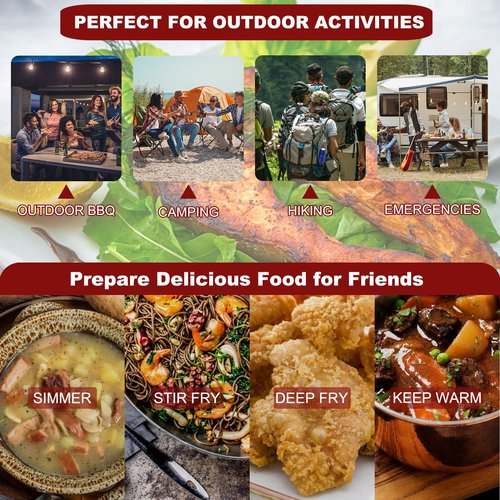 MOZODAWN Dual Fuel Camp Stove with Butane and Propane Compatibility, 10500 BTU Portable Camping Stove with Carrying Case, Storage Bag, Adapter Hose, Wind Guard, Outdoor Camping Essentials