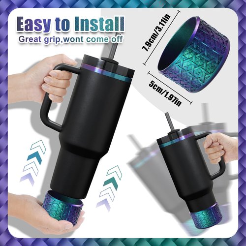 UBEEKOO Silicone Boot for Stanley Quencher 40 oz & IceFlow 30 oz Tumbler, for Stanley Black Chroma, Cup Sleeve Boot with Chameleon Gradient Surface for Stanley Accessories,Green
