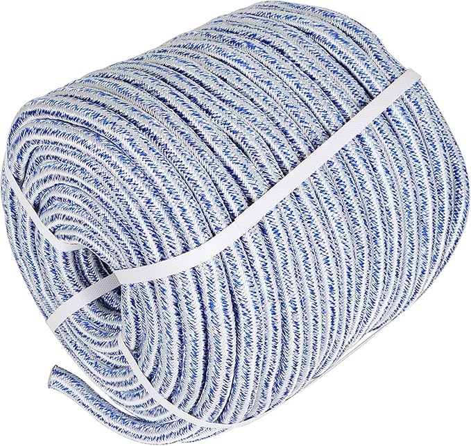 Arborist Tree Rope, 3/4inch by 150FT, 24 Strand Bull Rope up to 20000lbs Tensile Strength, Blue and White