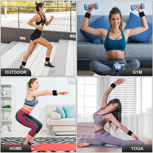 DOOHALO Ankle Weights Wrist Weights for Women Adjustable Arm Leg Weights for Women Weighted Wristbands for Walking Pilates Yoga, Aerobics 2 Pieces in Set 1lb Each