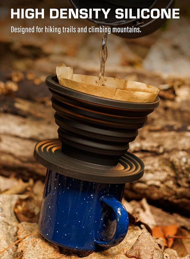 COLETTI Sierra Pour Over Coffee Dripper — Collapsible Pour Over Coffee Dripper — Includes Pack of Paper Filters [Black, Pack of 1]