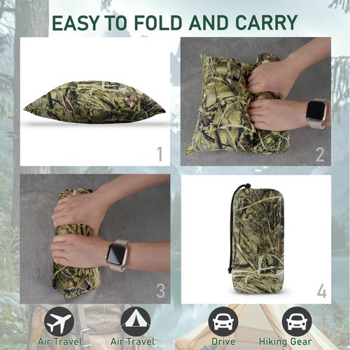Xmzsdz Camping Pillow Shredded Memory Foam Travel Pillows for Sleeping Compressible Lightweight Camp Pillow Washable Backpacking Pillow for Camping & Hiking Firm Supportive Small Pillow for Travel