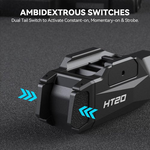 VOTATU HT20 Pistol Light, 1600 Lumens Adjustable Rail Keys Tactical Flashlight, Fits Compact & Full Size Guns with GL Style and 1913 Picatinny Rail, Rechargeable LED Light