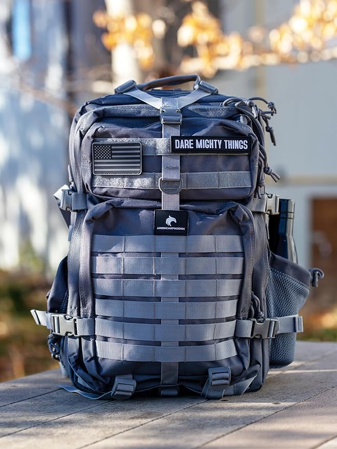 45L Elite Tactical Backpack | 3X Stronger Work & Military Backpack | Water Resistant and Heavy Duty | 3 Day MOLLE Bug Out Bag (Arctic Grey)