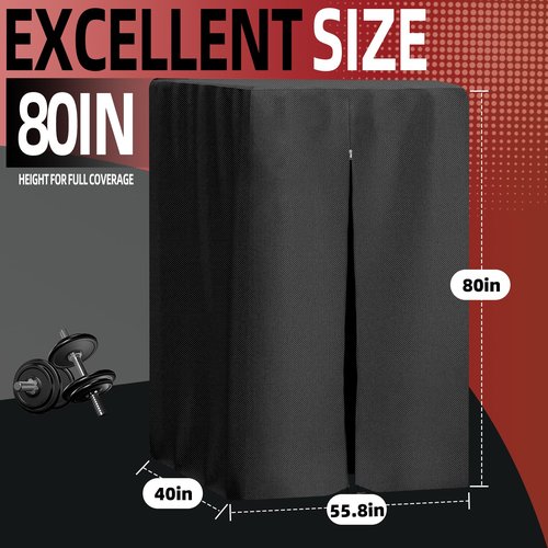Gym Rack Cover, with Waterproof Zipper,Suitable for Squat Rack/Weight Lifting Rack/Home Gym Workout Equipment Protective Cover,420D Oxford cloth UV protection, Dustproof (55.8" x 40" x 80")