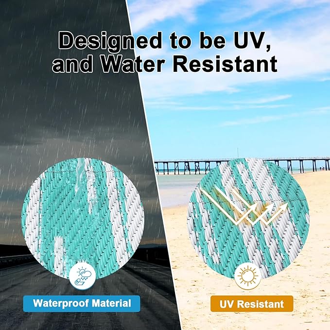 HEBE Outdoor Rug 9'x12' for Patios Clearance Waterproof Patio Mat Plastic Straw Rug Reversible RV Camping Tent Rug Outside Indoor Outdoor Area Rugs for RV,Deck,Beach,Balcony,Camper