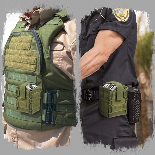 Double Handcuff Pouch for Most Standard Size Handcuffs, MOLLE Handcuff Case for Duty Belt, Law Enforcement Cuff Holder (Green)