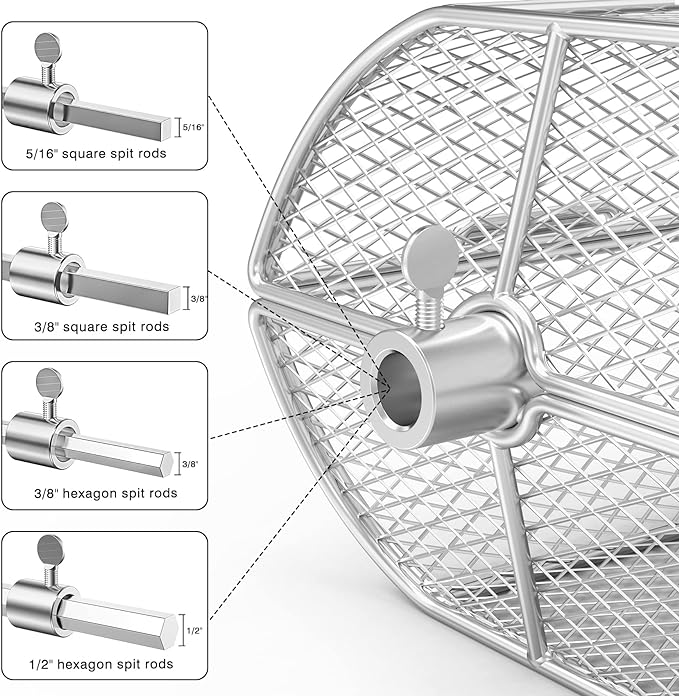 onlyfire Universal Stainless Steel Rotisserie Grill French Fries Basket Fits for Any Gas Grill