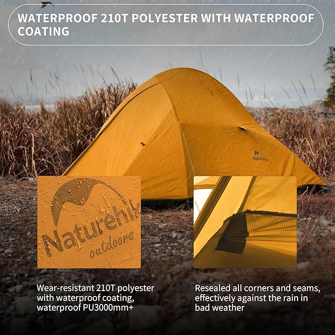 Naturehike Cloud-Up 2 Person Tent Lightweight Backpacking Tent with Footprint - Free Standing Ultralight Camping Hiking Backpack Tents Two Person Tent