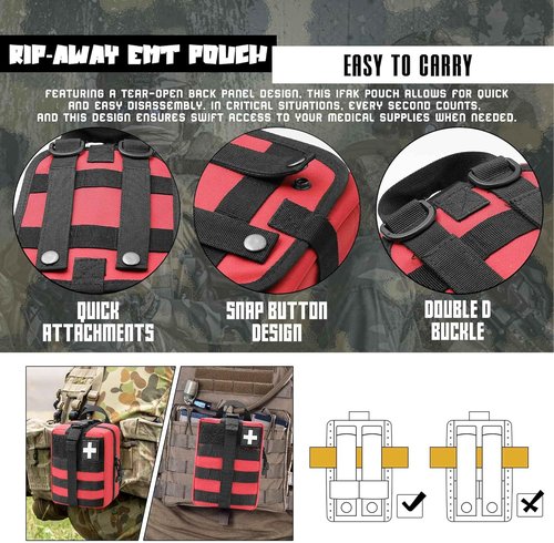 1000D Molle Ifak Pouch Rip Away, Tactical Tear Away Medical Pouch Empty, Military First Aid Pouch Bag Only for Camping Hiking Travel