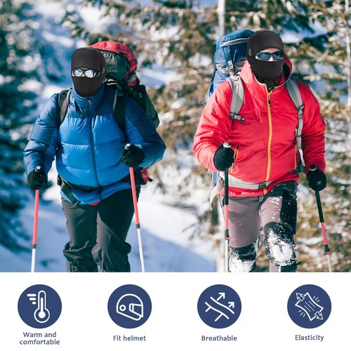 Eurzom 3 Pcs Winter Balaclava for Men Women Moveable Ski Face Mask with Reflective Stripe Windproof Thermal Scarf Mask(Black)