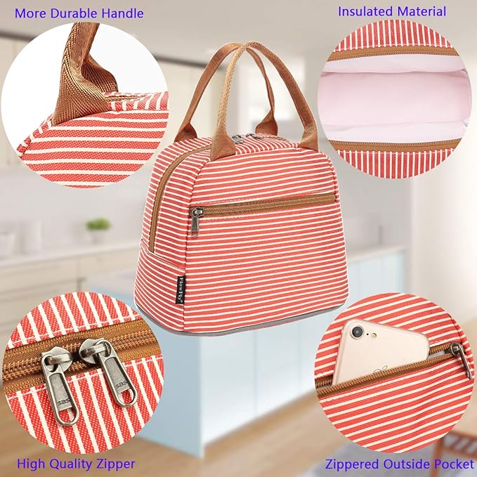 FlowFly Insulated Lunch Cooler Bag - Tote Bag Organizer for Women/Men, Red