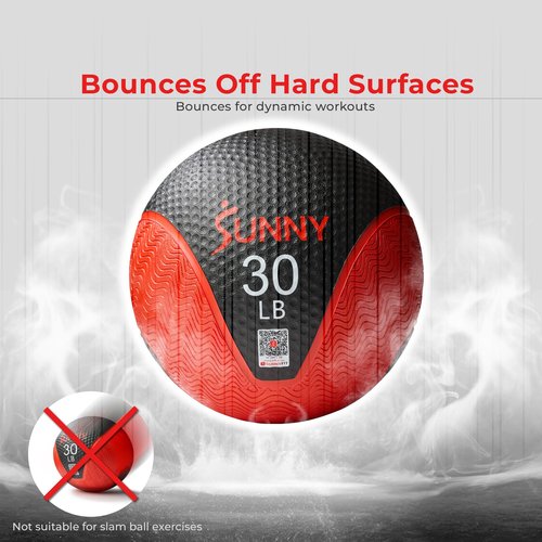 Sunny Health & Fitness 6LB Medicine Ball, Textured Rubber, Core Strength & Balance Training, Bouncing, Weight for Home Workouts SF-EB03-6