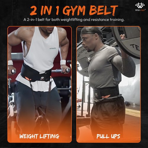 Wild-Iron Weight Lifting Belt – 2-in-1 Dip Belt with Weighted Belt, Chain – Heavy-Duty Dip Belt for Weight Lifting, Squats, Pull-Ups, Deadlifts – Quick- Release Back and Lumbar Support Belt