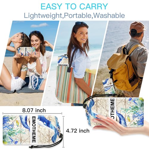 Eotheme Sandproof Beach Mat 79" X 82" for 4-7 Adults, Waterproof Quick Drying Lightweight Beach Blanket with 4 Stakes for Travel Camping Hiking (Whale)