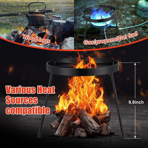 Campfire Tripod for Cooking - Campfire Cooking Equipment, Outdoor Fire Pit Stand, Portable Cast Iron Open Camping Tripod cookware for Dutch Oven,Grill,Lodge,firepit
