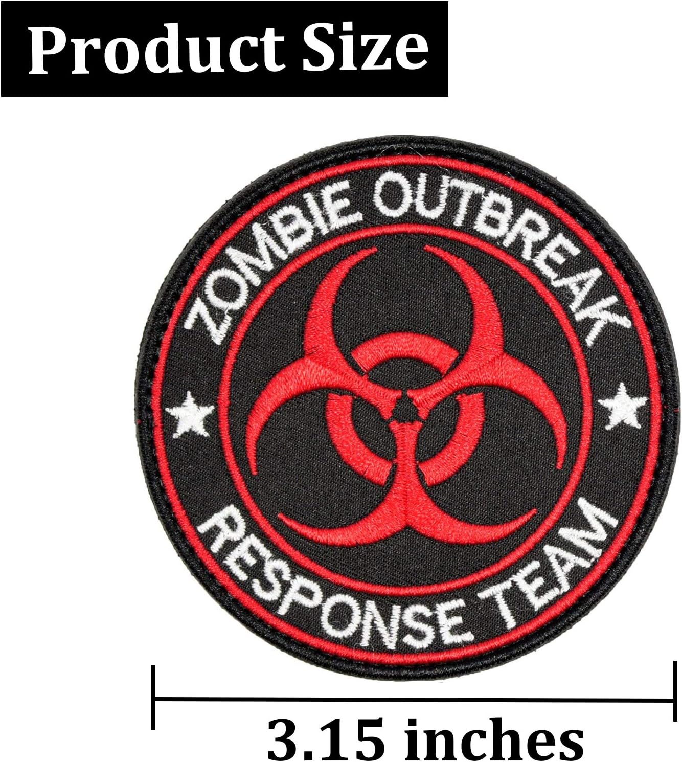 Zombie Outbreak Response Team Patch Biohazard Patches Embroidered Applique Hook&Loop Patch Tactical Patch(Black+Green)
