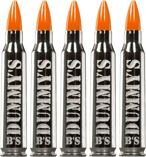 B's Dry Fire Snap Caps - A.K.A. B's Dummy's - Dummy .223/5.56 Training Caps (5 Pack) (Orange Nickel)