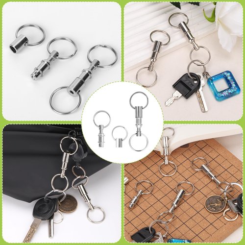 XIHIRCD 11pcs Quick Release Keychain, Detachable Dual Pull Apart Key Chain Quick Disconnect Keychain Snap Lock Holder Convenient Accessory for DIY Craft Accessories
