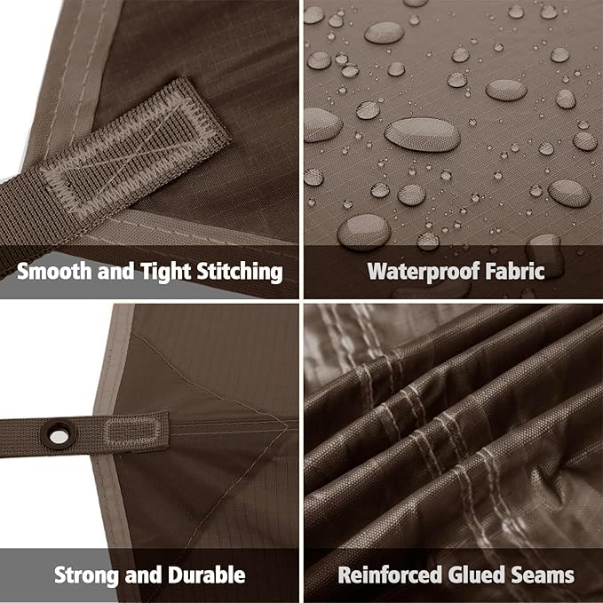 FREE SOLDIER Camping Tarp Waterproof Portable Multifunctional Outdoor Traveling Awning Backpacking Shelter Rain Tarp (Taupe 10×10.5ft)