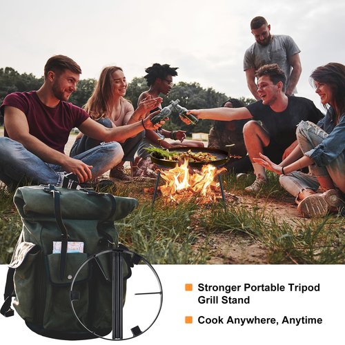 Campfire Tripod for Dutch Oven, Portable Camping Tripod for Open Fire Cooking, Rust-Resistant Cooking Stand