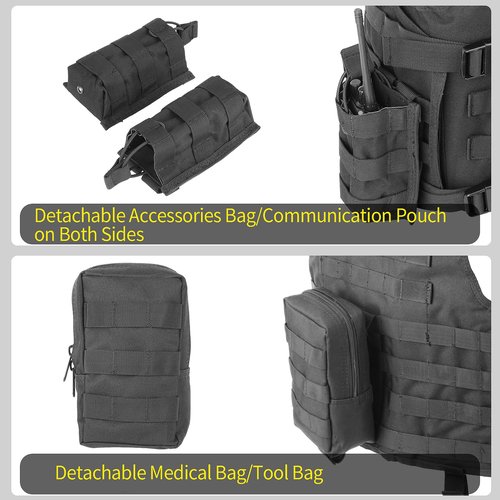 Marmot Tactical Vest Airsoft Vest Paintball Vest Adjustable, Durable Construction with Detachable Pouches