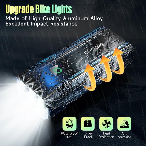 2025 New Super Bright High Lumens Bike Lights for Night Riding,6LED 360°Rotatable Bike Headlight,Bicycle Light-10 Modes,Long Runtime, Upgrade Waterproof USB Rechargeable Bike Light,with Taillights