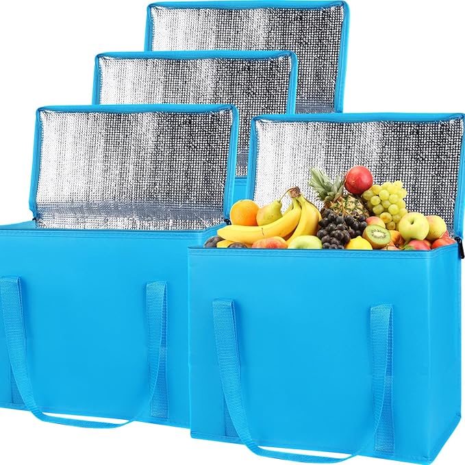 Insulated Reusable Grocery Shopping Bags, 4 Packs